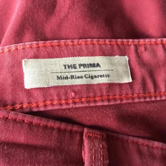 AG Adriano Goldschmeid The Prima Mid Rise Cigarette jeans red Size 26 - Picture 6 of 10